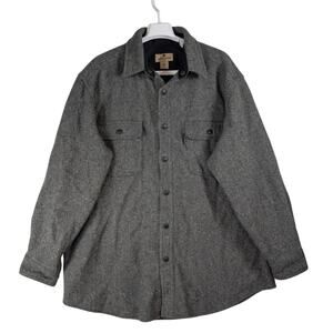 Woolrich Alaskan Overshirt Striped Wool Blend Gray Shacket Jacket Men’s Size L